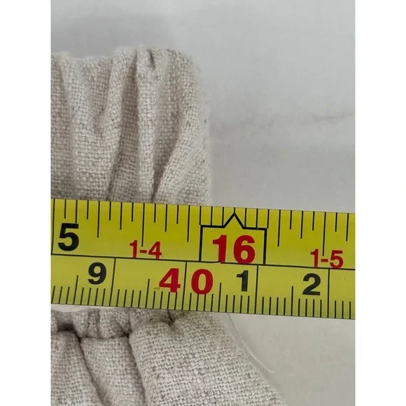 Marissa Olivia Oatmeal Linen Blend Crochet Lace Trim Tassel Shorts Sz L NEW - Picture 8 of 13